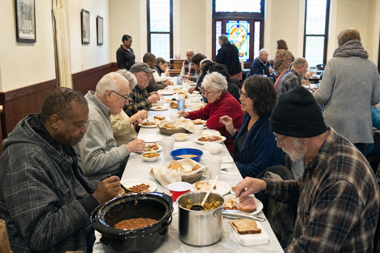 Saturday supper in the fellowship hall last winter