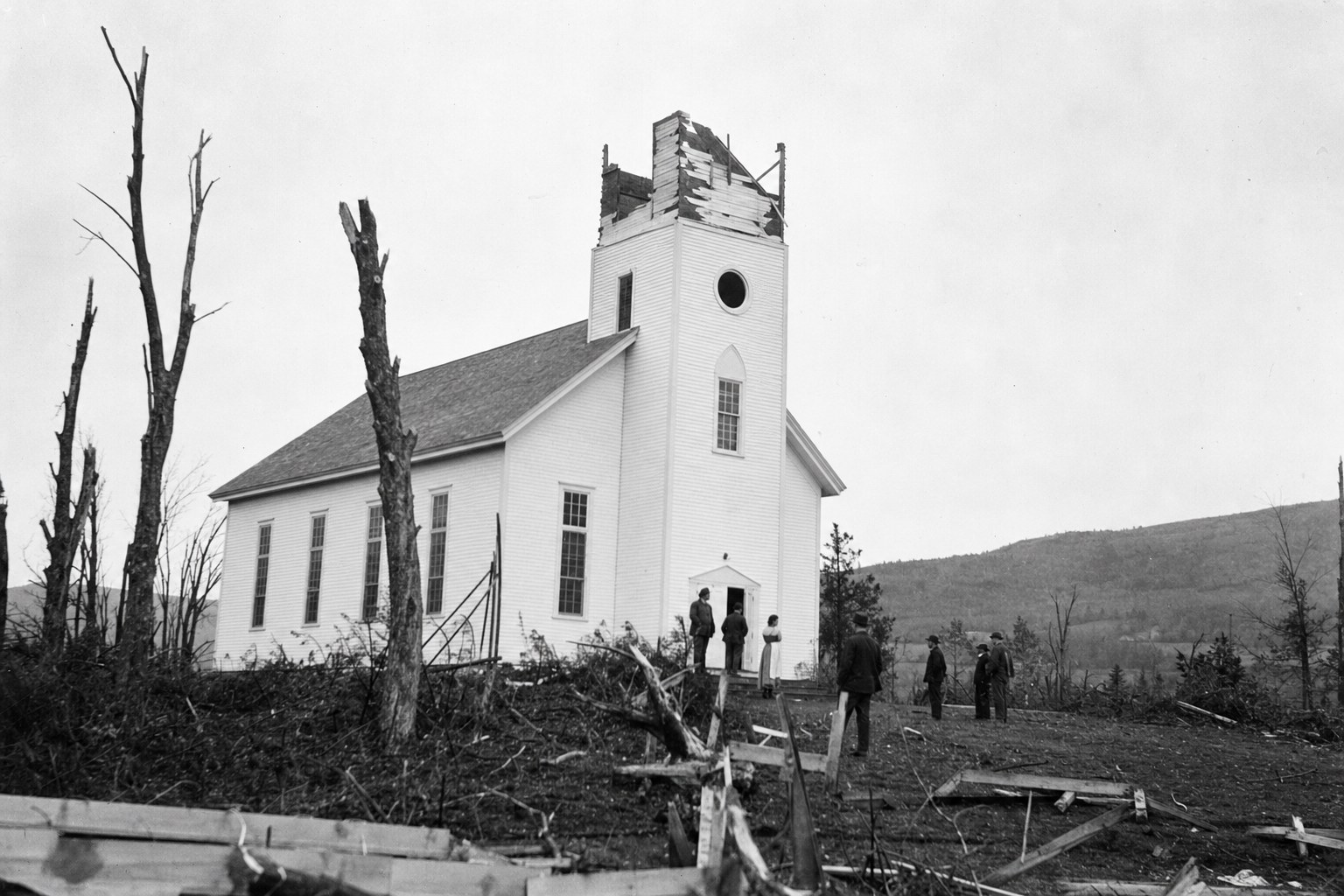 The steeple after the 1938 hurricane